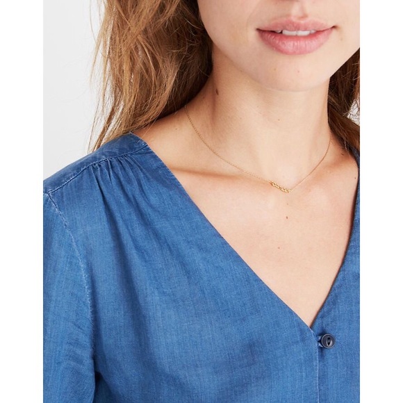 Madewell Indigo V-Neck Button-down Shirt - Picture 5 of 9